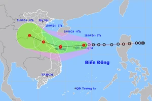 Vị trí và hướng di chuyển của áp thấp nhiệt đới lúc 7 giờ. (Nguồn: nchmf.gov.vn)