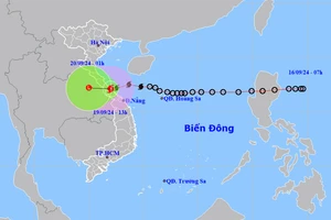 Vị trí và hướng di chuyển của bão số 4. (Nguồn: nchmf.gov.vn)