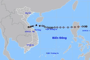 Áp thấp nhiệt đới tiếp tục suy yếu thành vùng áp thấp trên khu vực Trung Lào. (Ngồn: nchmf.gov.vn)