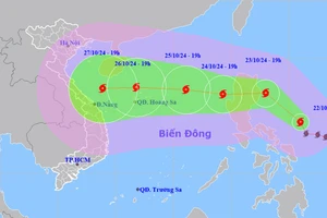 Vị trí và hướng di chuyển của bão Trà Mi. (Nguồn: nchmf.gov.vn)