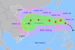 Vị trí và hướng di chuyển của bão Trà Mi. (Nguồn: nchmf.gov.vn)