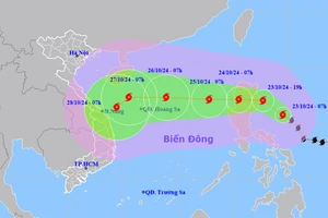 Vị trí và hướng di chuyển của bão Trà Mi. (Nguồn: nchmf.gov.vn) 