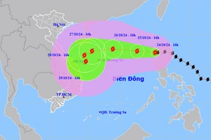 Vị trí và hướng di chuyển của bão số 6. (Nguồn: nchmf.gov.vn)