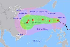 Vị trí và hướng di chuyển của bão Trà Mi. (Nguồn: nchmf.gov.vn)