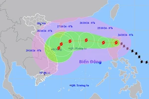 Vị trí và hướng di chuyển của bão Trà Mi. (Nguồn: nchmf.gov.vn)