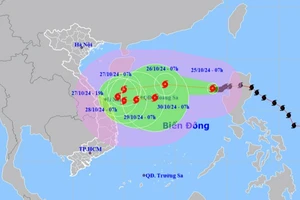 Vị trí và hướng di chuyển của bão số 6. (Nguồn: nchmf.gov.vn)