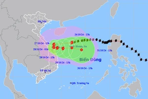 Vị trí và hướng di chuyển của bão số 6. (Nguồn: nchmf.gov.vn)