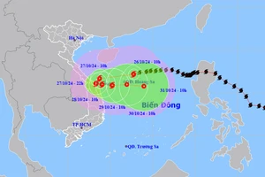 Vị trí và hướng di chuyển của bão số 6. (Nguồn: nchmf.gov.vn)