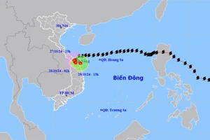 Vị trí và hướng di chuyển của bão số 6. (Nguồn: nchmf.gov.vn)