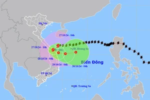 Vị trí và hướng di chuyển của bão số 6. (Nguồn: nchmf.gov.vn)