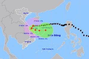 Vị trí và hướng di chuyển của bão số 6. (Nguồn: nchmf.gov.vn)