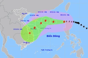 Vị trí và hướng di chuyển của bão số 7. (Nguồn: nchmf.gov.vn)