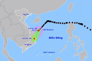 Vị trí và hướng di chuyển của áp thấp nhiệt đới (suy yếu từ bão số 7). (Nguồn: nchmf.gov.vn)