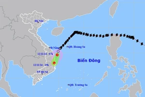 Vị trí và hướng di chuyển của áp thấp nhiệt đới (suy yếu từ bão số 7). (Nguồn: nchmf.gov.vn)