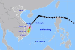 Vị trí và hướng di chuyển của áp thấp nhiệt đới (suy yếu từ bão số 7). (Nguồn: nchmf.gov.vn)