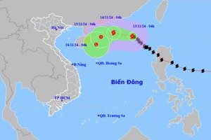 Vị trí và hướng di chuyển của bão số 8. (Nguồn: nchmf.gov.vn)