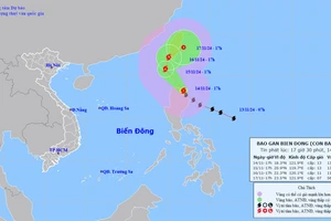 Vị trí và hướng di chuyển của bão Usagi. (Nguồn: nchmf.gov.vn)