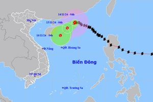 Vị trí và hướng di chuyển của bão số 8. (Nguồn: nchmf.gov.vn)