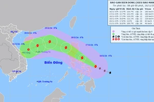 Vị trí và hướng di chuyển của bão Man-yi. (Nguồn: nchmf.gov.vn)