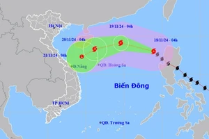 Vị trí và hướng di chuyển của bão số 9. (Nguồn: nchmf.gov.vn)