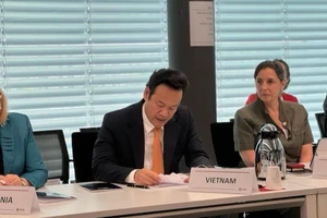 Đại sứ Mai Phan Dũng phát biểu tại phiên họp của GICHD. (Ảnh: TTXVN)