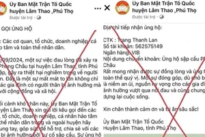 Fanpage giả mạo Ủy ban Mặt trận Tổ quốc huyện Lâm Thao.