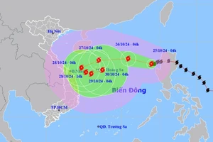 Vị trí và hướng di chuyển của bão số 6. (Nguồn: nchmf.gov.vn)