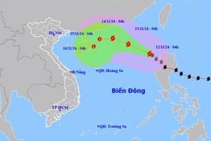 Vị trí và hướng di chuyển của bão số 8. (Nguồn: nchmf.gov.vn)