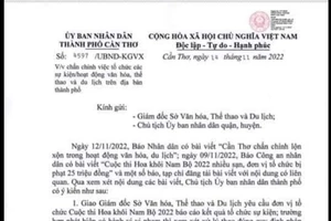 UBND thành phố Cần Thơ ban hành văn bản chấn chỉnh các hoạt động văn hóa, du lịch sau phản ánh của Báo Nhân Dân.