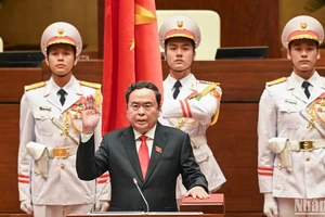 Chủ tịch Quốc hội Trần Thanh Mẫn tuyên thệ nhậm chức. Ảnh: LINH KHOA.