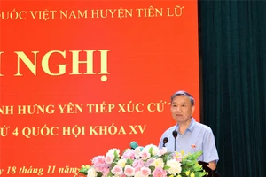 Bộ trưởng Tô Lâm phát biểu tại buổi tiếp xúc. Ảnh: bocongan.gov.vn