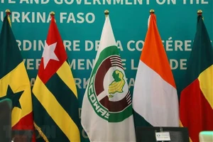 Quốc kỳ các quốc gia thành viên Cộng đồng Kinh tế Tây Phi (ECOWAS). (Ảnh: AFP/TTXVN)