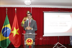 Thứ trưởng Ngoại giao Eduardo Paes Saboia phát biểu tại buổi Gặp gỡ Hữu nghị Việt Nam-Brazil. Ảnh: TTXVN