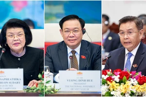 Ba Chủ tịch Quốc hội ba nước Campuchia, Việt Nam, Lào sẽ đồng chủ trì Hội nghị cấp cao Quốc hội 3 nước Campuchia-Lào-Việt Nam lần thứ nhất. (Ảnh: quochoi.vn)