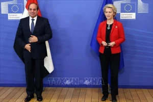 Tổng thống Ai Cập Abdel-Fattah El-Sisi (trái) trong cuộc gặp Chủ tịch Ủy ban châu Âu (EC) Ursula von der Leyen. Ảnh: AP/TTXVN