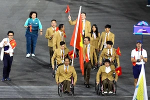 Đoàn thể thao người khuyết tật Việt Nam diễu hành tại Lễ khai mạc Paralympic Paris 2024. Ảnh: tdtt.gov.vn 