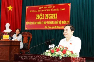 Phó Chủ tịch Thường trực Quốc hội Trần Thanh Mẫn phát biểu tại hội nghị.