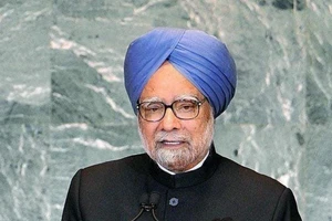 Ông Manmohan Singh, lúc đương nhiệm Thủ tướng Ấn Độ, phát biểu tại phiên họp của Đại hội đồng Liên hợp quốc ở New York (Mỹ). (Ảnh: ANI/TTXVN) 