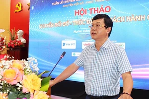 Giám đốc Sở Thông tin và Truyền thông Quảng Ngãi tỉnh Quảng Ngãi Trần Thanh Trường phát biểu khai mạc Hội thảo.