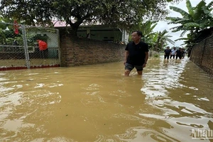 Phó Chủ tịch Hội đồng nhân dân tỉnh Cao Bằng Nông Thanh Tùng kiểm tra, chỉ đạo công tác khắc phục hậu quả mưa lũ tại thị trấn Nước Hai, huyện Hòa An, tỉnh Cao Bằng.