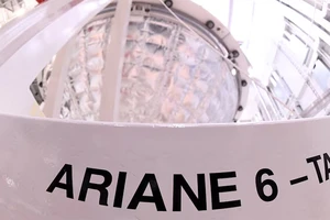 Một góc của Ariane 6, tên lửa vũ trụ thế hệ tiếp theo của châu Âu. Hình ảnh được chụp ngày 19/2/2019. (Ảnh: REUTERS)