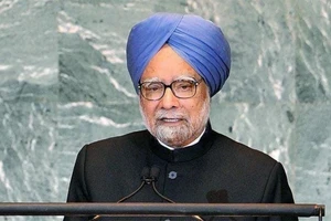 Ông Manmohan Singh, lúc đương nhiệm Thủ tướng Ấn Độ, phát biểu tại phiên họp của Đại hội đồng Liên hợp quốc ở New York (Mỹ). (Ảnh: ANI/TTXVN)