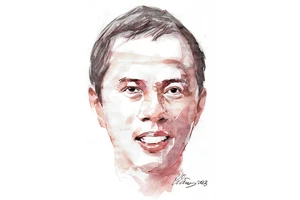 Ký họa chân dung nhà thơ Trần Lê Khánh của họa sĩ Đỗ Hoàng Tường. 