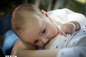 Em bé bú sữa mẹ. (Ảnh: AFP/TTXVN)