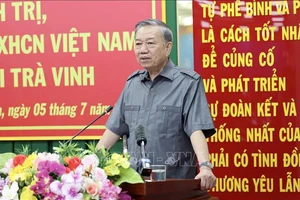 Chủ tịch nước Tô Lâm phát biểu kết luận buổi làm việc với Ban Thường vụ Tỉnh ủy Trà Vinh. (Ảnh: Nhan Sáng-TTXVN)