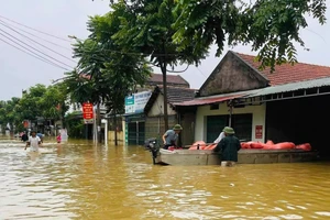 Xã Sơn Đông bị ngập úng nặng.