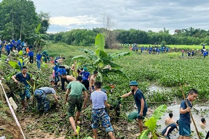 Lực lượng thanh niên tình nguyện góp sức trẻ trong cộng đồng.