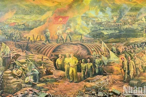 Một phần bức tranh toàn cảnh Chiến dịch Điện Biên Phủ tại Bảo tàng Chiến thắng lịch sử Điện Biên Phủ, tỉnh Điện Biên. (Ảnh: ĐĂNG KHOA)