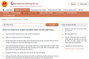 Một số dịch vụ công liên thông về bảo hiểm xã hội trên Cổng Dịch vụ công quốc gia.