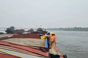 Xử lý chủ bến bãi, khu vực neo đậu tàu thuyền không đúng quy định trên sông Hồng.